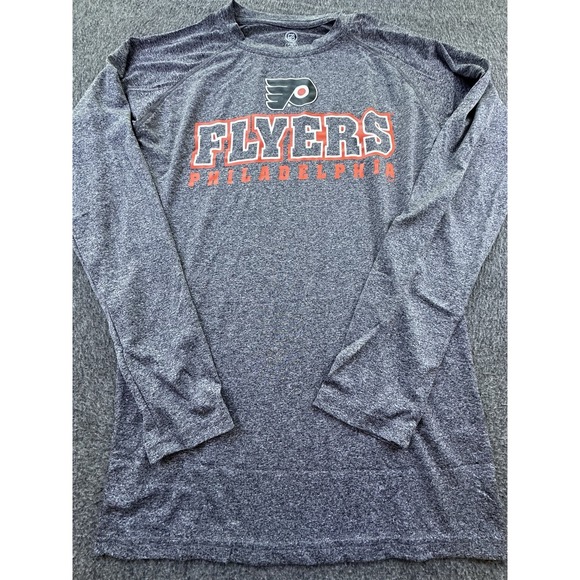 NHL Philadelphia Flyers Shirt Mens Small Gray‎ Graphic Print Logo Long Sleeve - Picture 1 of 12